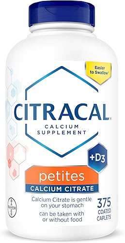 Citracal Petites, altamente solubles, fáciles de digerir, 400 mg de citrato de calcio con 500 UI de vitamina D3, suplemento de salud ósea para
