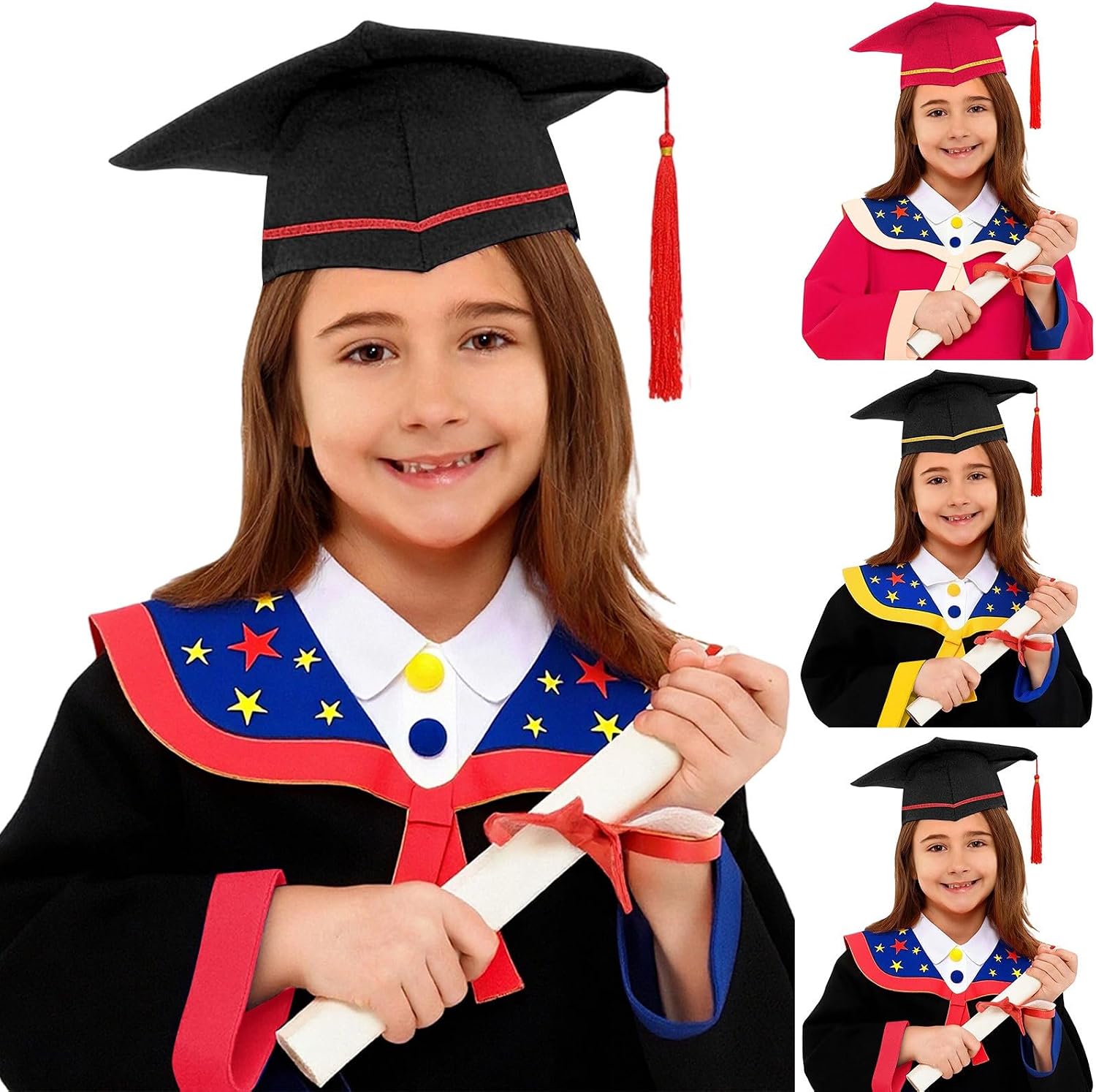 Unisex Kids Kindergarten Preschool Graduation Cap and Gown, Tassel with 2026 Charm Set Graduation Stole and Certificate