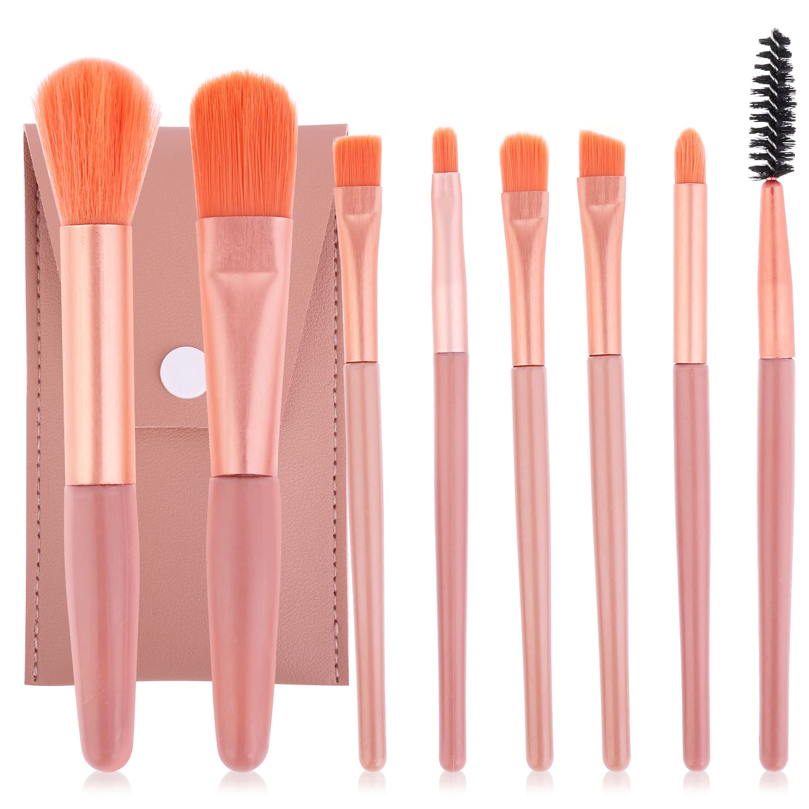 8 PCS Makeup Brushes Set Mini Portable Makeup Brush Kit with Bag Foundation Powder Concealers Soft Cosmetic Bristles Brush Eyeshadow Brush for Women Girls Travel