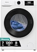 Hisense WF1G7021BW - Lavadora, Clase B, 7 Kg, 1200 rpm, Alto 84.5cm x Ancho 59.5 cm, Color Blanco, Función Vapor 99.9%, Lavado Rápido, Pausar y Añadir, Finalización Diferida, Limpieza de Tambor