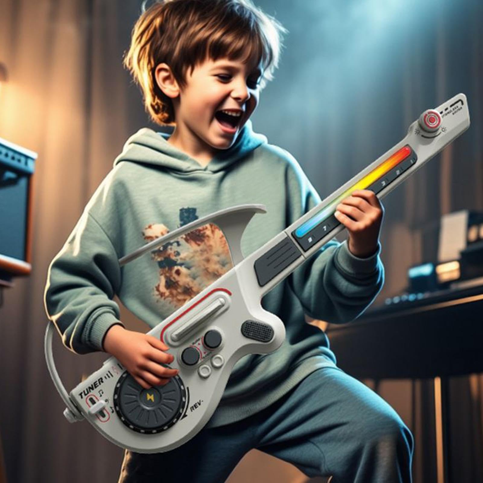 Kit Chitarra Elettrica Giocattolo Educativo Senza Corde e Wireless | Giocattoli Musicali con Colorate per Ragazzi Bambini a Casa in Viaggio a Scuola per Compleanno Natale
