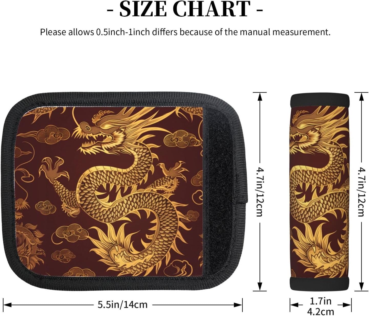 Neoprene Luggage Handle Wrap, Golden Dragon Soft Handle Covers Suitcase Luggage Handle Grip for Travel Bag image 5
