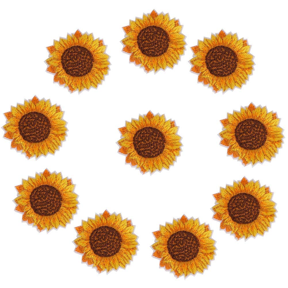 Patchs brodés tournesol pour personnaliser une veste en jean ou un sac en toile