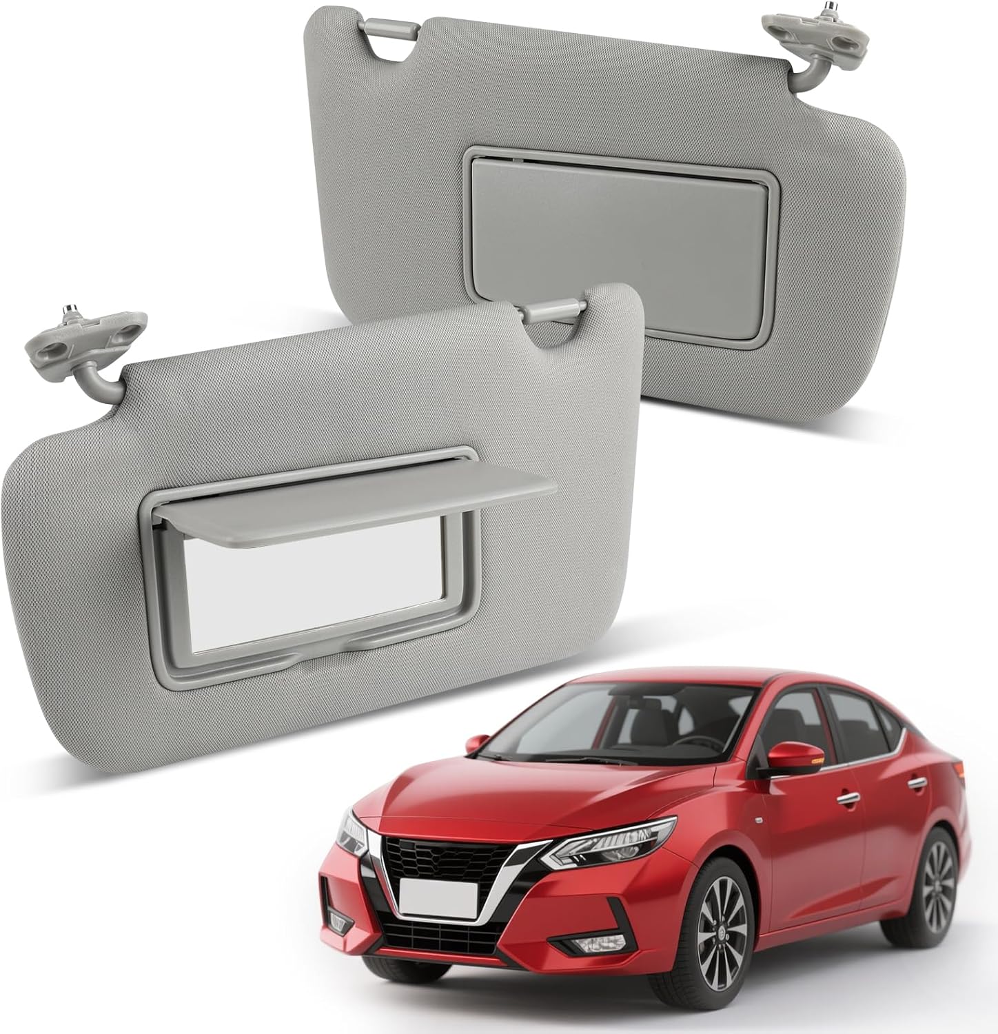 Sun Visor Driver Side for Nissan Sentra 2013-2019,Without Light, Left Side Sunvisor with Mirror, Gray, Replacement#96401-3SG8A