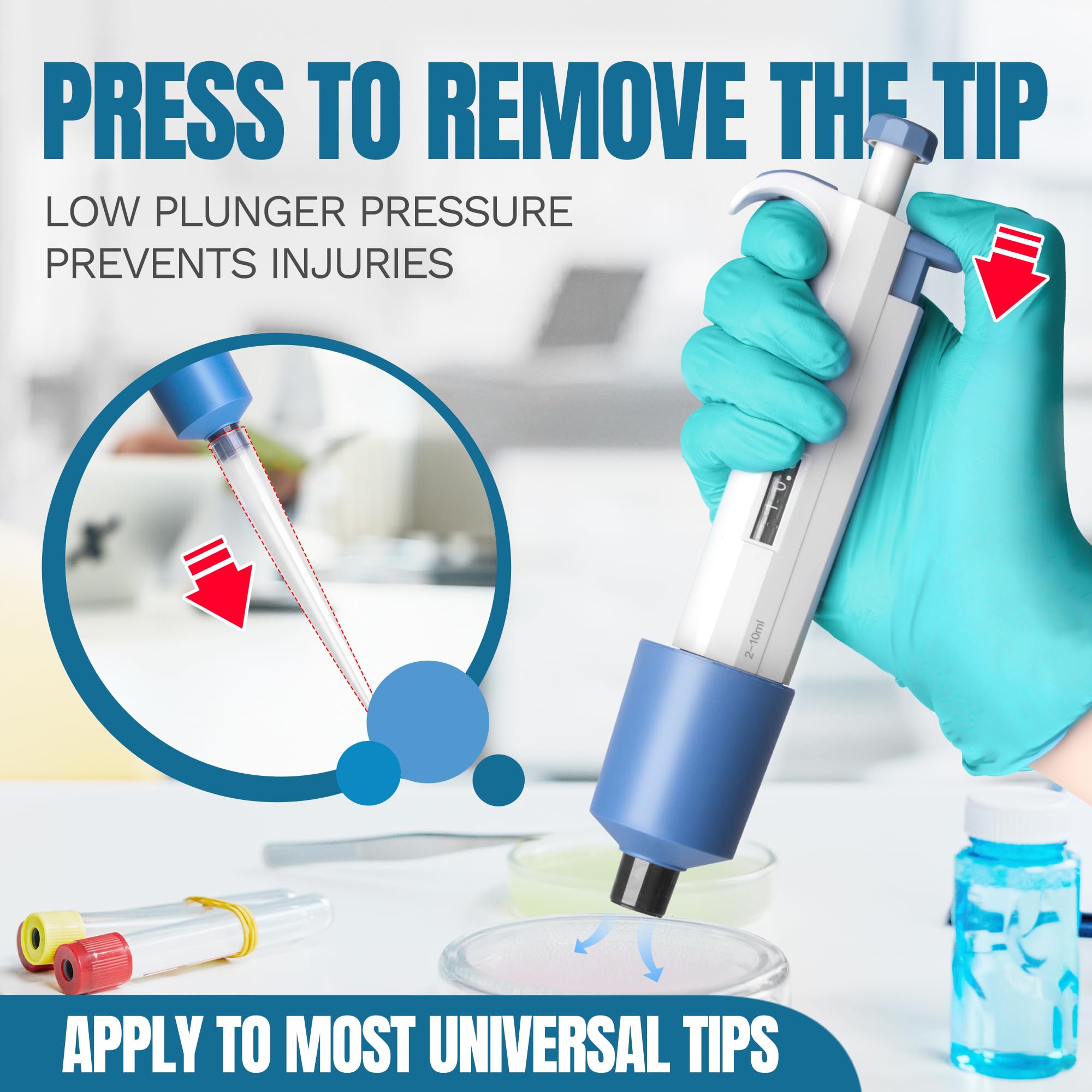 1000-5000μl Micropipeta de Laboratorio, Pipetas Monocanal, Pipeta Ajustable Precisa con Puntas de Pipeta