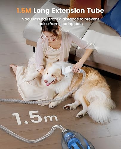 Miniatura 6 de oneisall Cepillo para perros con adaptador universal de 1-1.5 pulgadas, cepillo de aspiradora para perros para desprendimiento con tubo de extensión