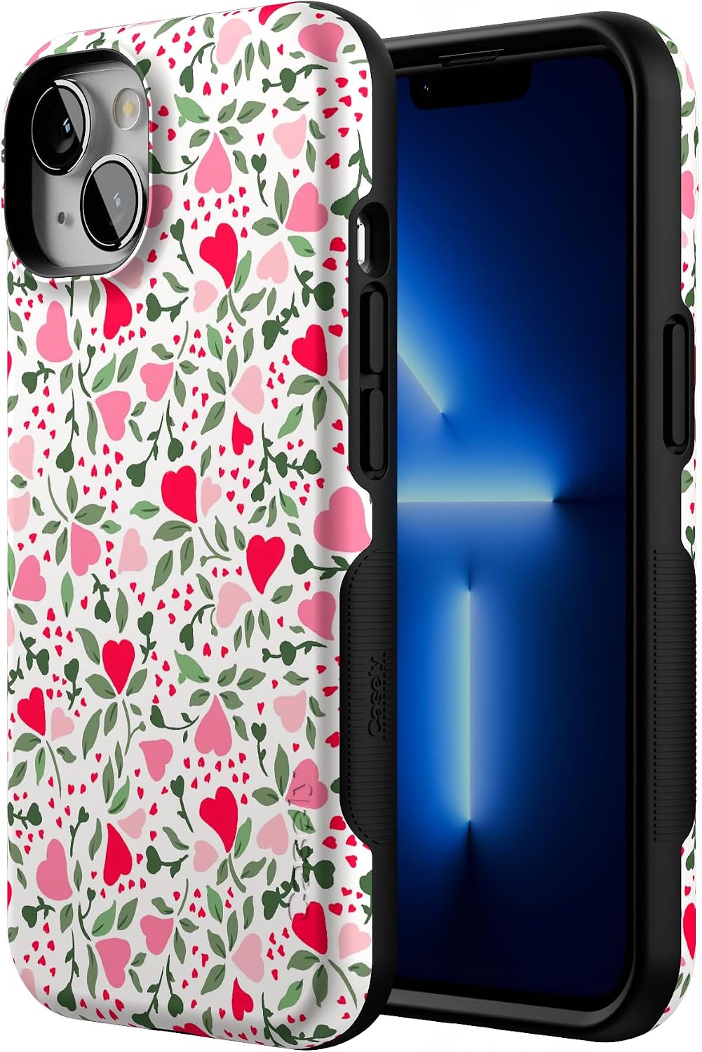 Casely iPhone 13 Case | Vines of Love | Floral Heart | Bold Protective Design | Compatible with MagSafe