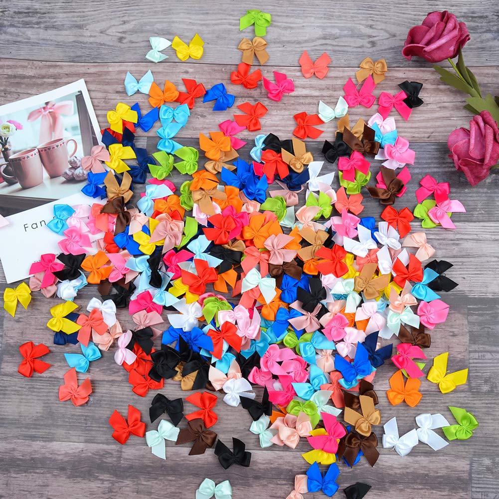 200 mini fiori di rosa multicolore fiocchi di raso appliques fai da te cucito artigianato matrimonio sposa regalo decorazione