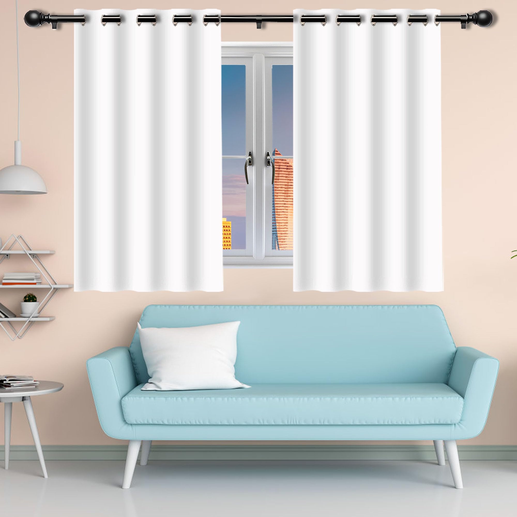 Rideau fenetre occultant blanc 320 x 180 cm pour le confort thermique de la chambre