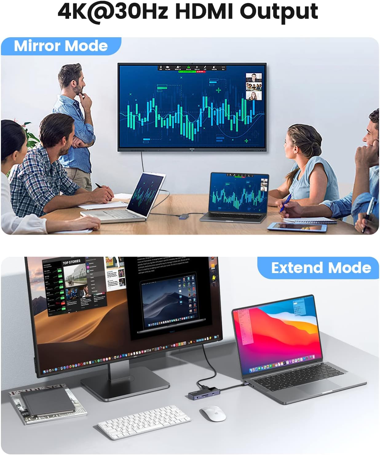 USB C Hub, ORICO 8 in 1 MacBook Docking Station Multiport Adapter with PD 100W，HDMI 4K@30Hz，USB-A3.0×3, SD/TF×1，3.5mm Audio×1 Compatible for Dell/Surface/HP/Lenovo Laptops