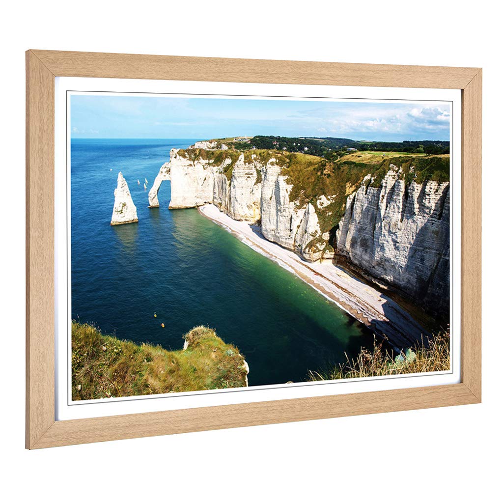Big Box Art Framed Print of Etretat Normandy France Seascape (2) Design | Wall Art Picture | Home Decor for Kitchen, Living Room, Bedroom, Hallway, Oak, A2 / 24.5x18 Inch / 62x45cm
