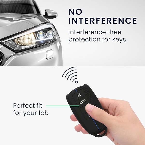 kwmobile Custodia Coprichiave Compatibile con Chery Omoda C5 / Jaecoo 7 / Tiggo 7 Pro 8 Pro/Arrizo 5 Cover - Copri Telecomando Chiave Auto - Copri Chiavi Macchina nero/blu - 3