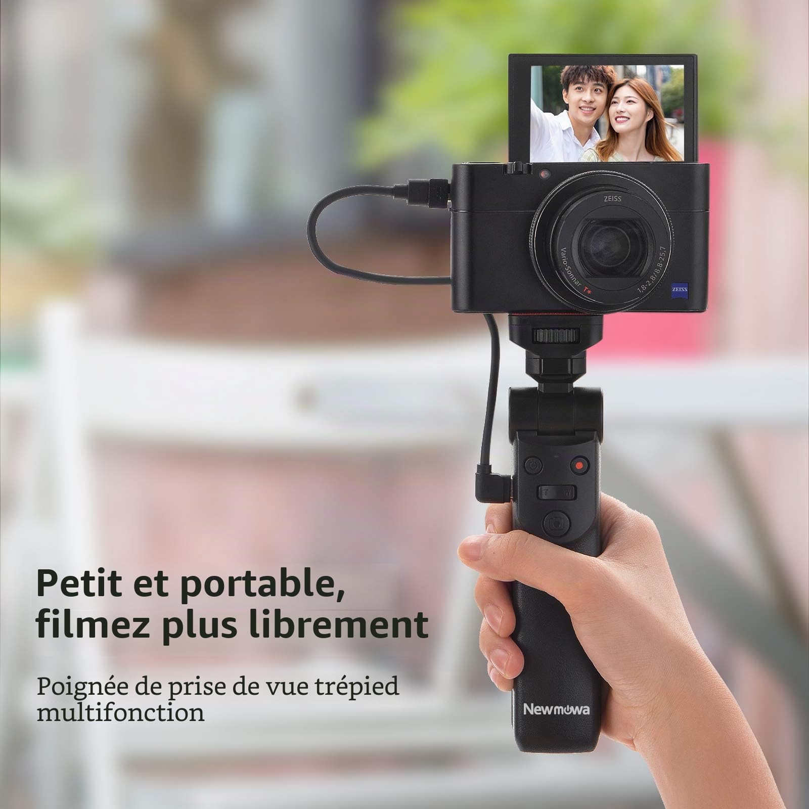 Newmowa Mini poignée de tir portable à télécommande pour trépied pour Sony ZV1 RX100 VII M1 M2 M3 M4 M5 M6 M7 A6000 a6100 a6300 A6400 A6500 A6600 | Compatible avec Sony ZV1, RX100 VII, RX100 M2, RX100 M3, RX100 M4, RX100 M5, RX100 M7, A6000, A6100, A6300,