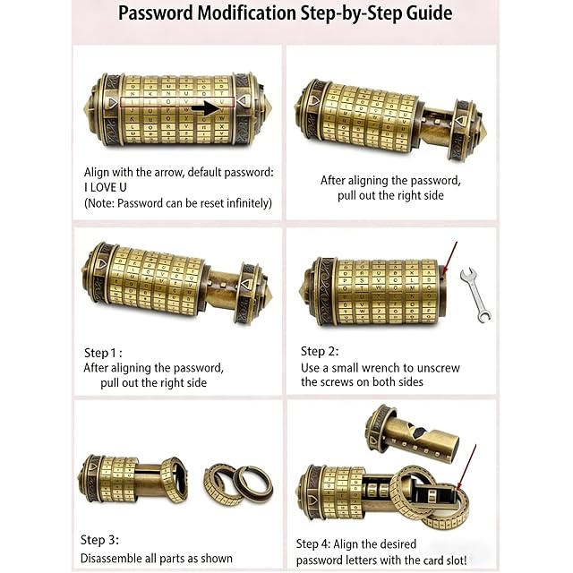 Foto 6 de 8 de MINGZE Da Vinci Code, Mini Cryptex For Christmas Valentine's Day Most románticos creativos Interesting…