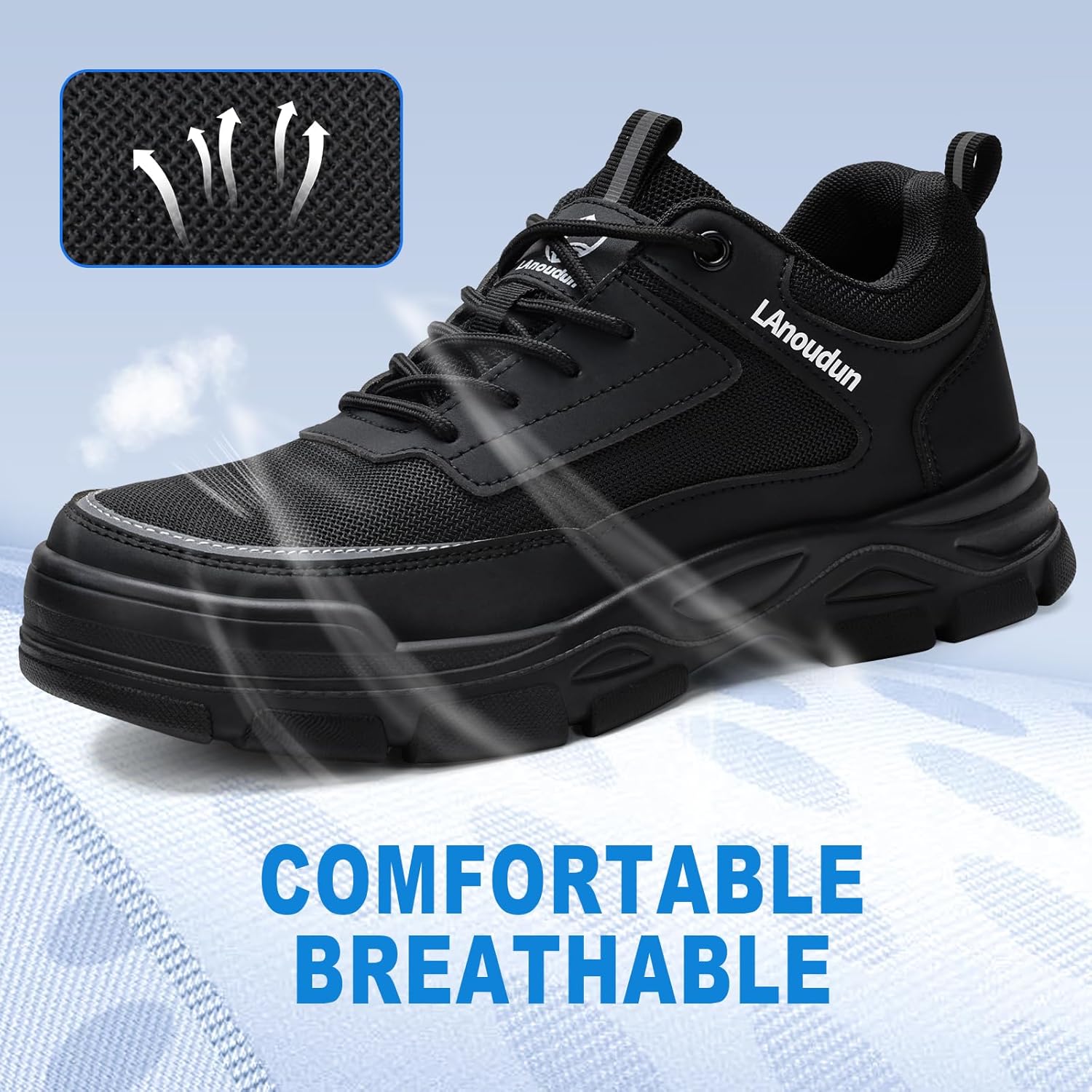 Steel Toe Shoes for Men Lightweight Work Shoes Comfortable Mens Work Boots Indestructible Safety Shoe for Men Industrial Construction Steel Toe Sneakers Soft Mens - Image 5