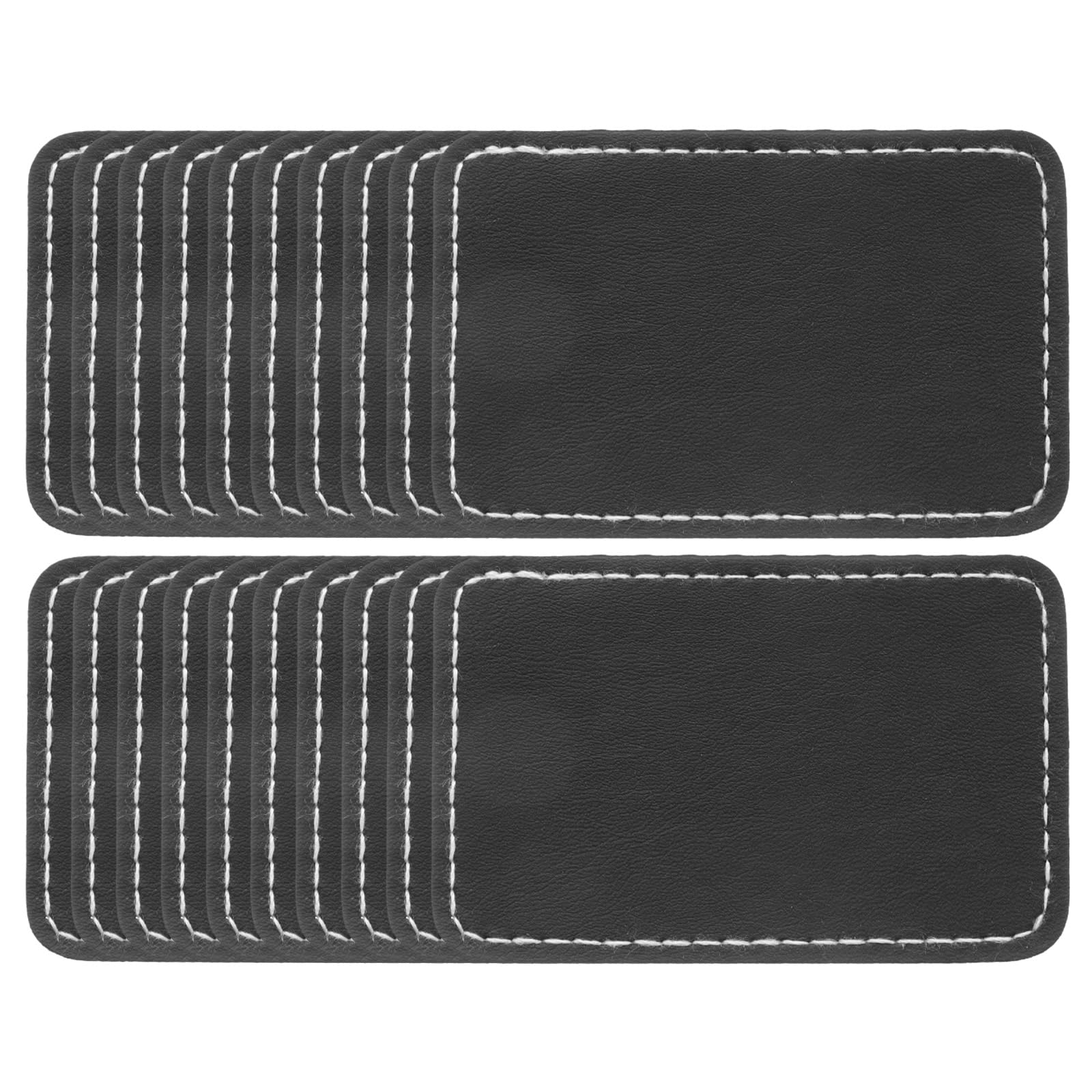 sourcing map Blank Leatherette Patches, 3x2 Inch Rectangle Faux Leather Hat Patches with Adhesive Iron-on Heat Press Laserable Rustic for Hats DIY Fabric Repair Sew(Black, Pack of 25)
