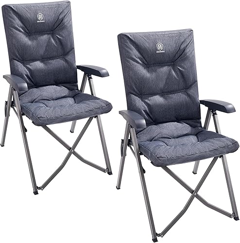 EVER ADVANCED Juego de 2 sillas de camping de lujo para adultos, resistentes con respaldo alto, silla de jardín plegable de gran tamaño, cómodas y