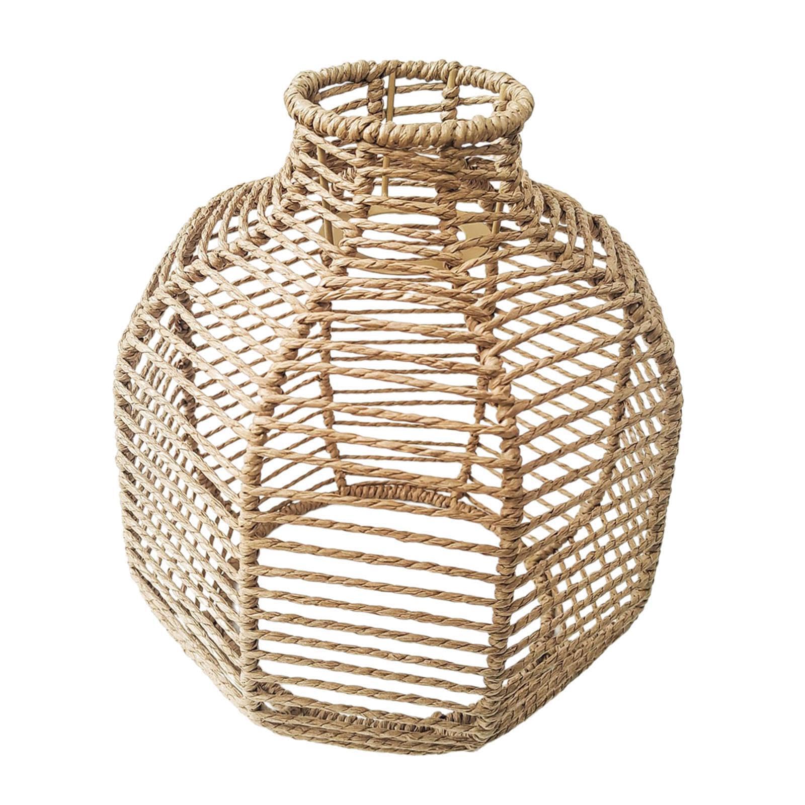 Mophrati Light Easy Installation Woven Lampshade Imitation Rattan Woven Lampshade Retro Chandelier Decor Ing Fixtures Handcrafted Ceiling Fixture