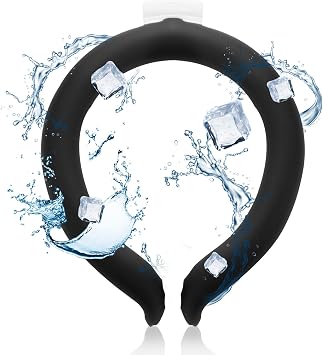 Neck Cooling Tube, Wearable Cooling Ice Ring for Hot Weather, Reusable Neck Wrap for Outdoor Workers and Exercisers. Relieves Hot Flashes in Summer. Black