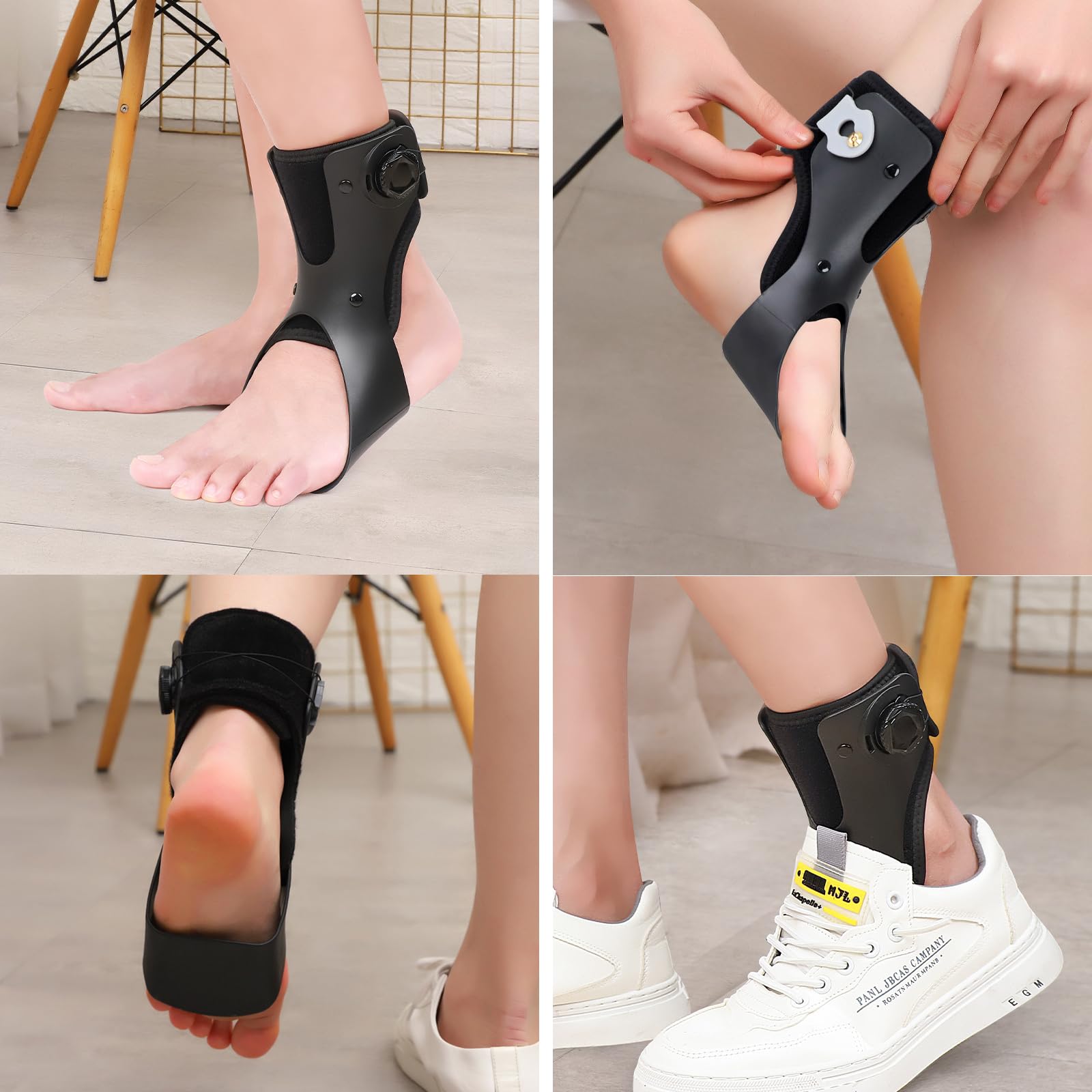 Inmovilizador De Tobillo, Drop Foot Ortesis Soporte Tobillo Pie con Airbags Y Abertura En Forma De U, Diseño Anti-Estiramiento, Diseño De Soporte Triangular para Esguince De Tobillo