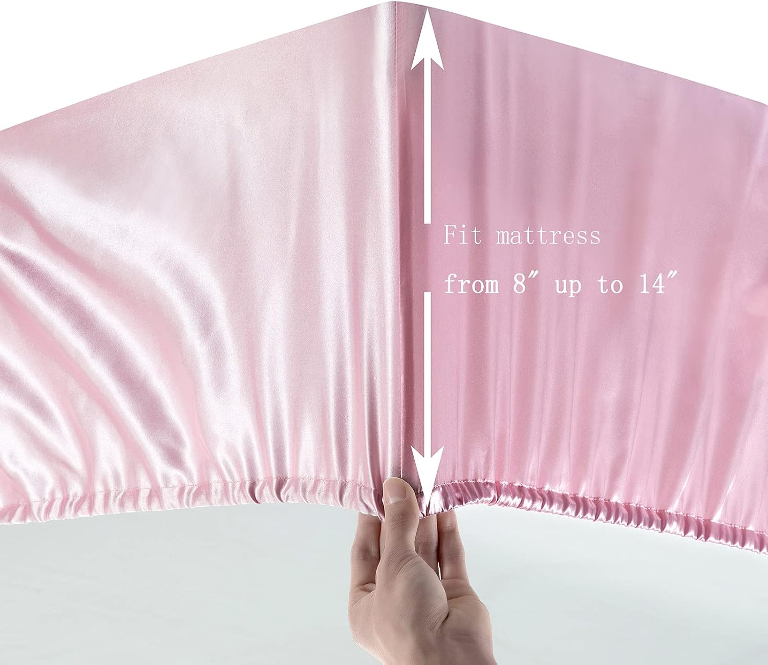LuxBedding Satin Fitted Bed Sheet, Soft as Silk, Full Size, 1 Piece, Pink | Satin Fitted Sheet Only, Full Size Fitted Sheet, 1 Piece Bottom Bed Sheet, Soft and Comfortable Like Silk,Deep Pocket
