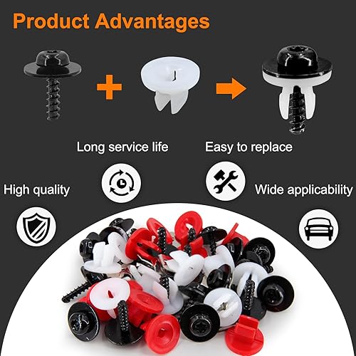 Miniatura 2 de 85 Uds. Clip de tuerca de perno del motor, protector contra salpicaduras del motor, kit de sujetadores de protección inferior deflector de aire,