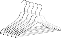 Vista 7 de Quality Hangers Perchas de acrílico transparente Lucite – Paquete de 5 con barra de ganchos dorados mate – Perchas para ropa como pantalones