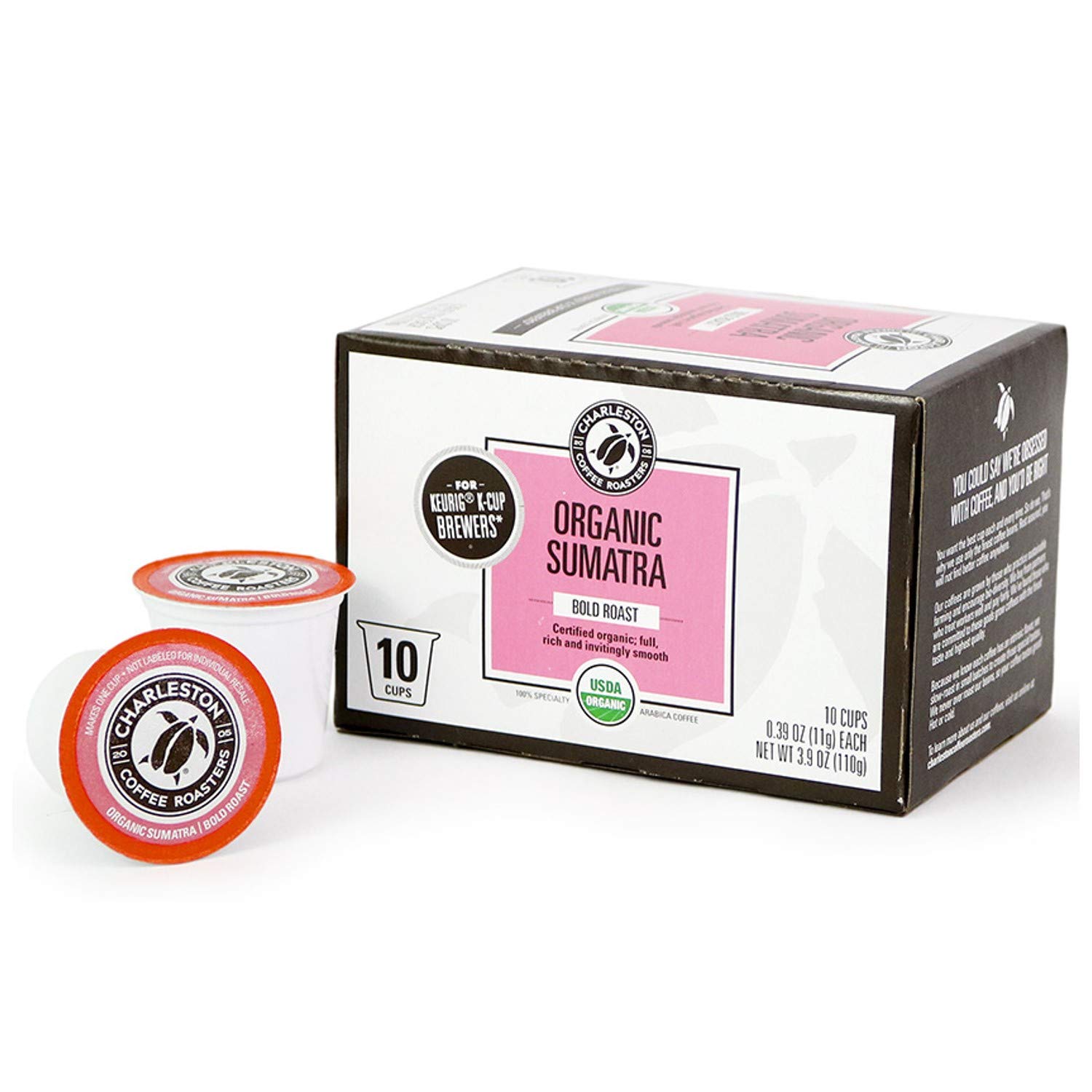 Charleston Coffee Roasters | Specialty Organic, Single Serve Cups | Hand Picked, Premium Slow Roast Beans (Sumatra, 1 pack)