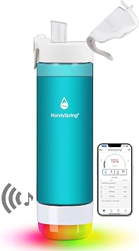 Smart Water Bottle with Reminder To Drink Water, Lights And Sound, Water Intake Tracker, Rechargeable, Tritan Plastic, Spout Hydrate Glow Bottle 26 Oz, Smart Hydration Reminder (Green)