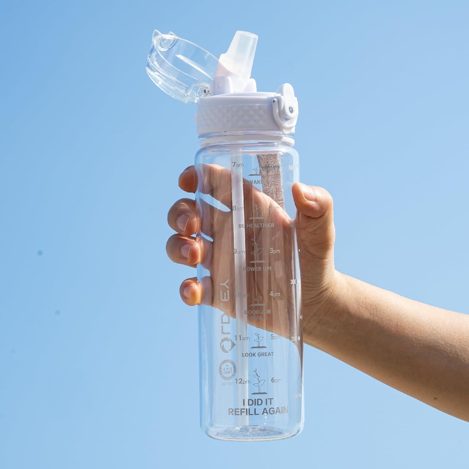 OLDLEY Kids Water Bottle for School, 17 oz (2 lids) BPA-Free Reusable Leak-proof Durable Tritan Plastic Water Bottles with Straw & Chug Lids, Anti-dust Spout Cover (Clear) - Image 3