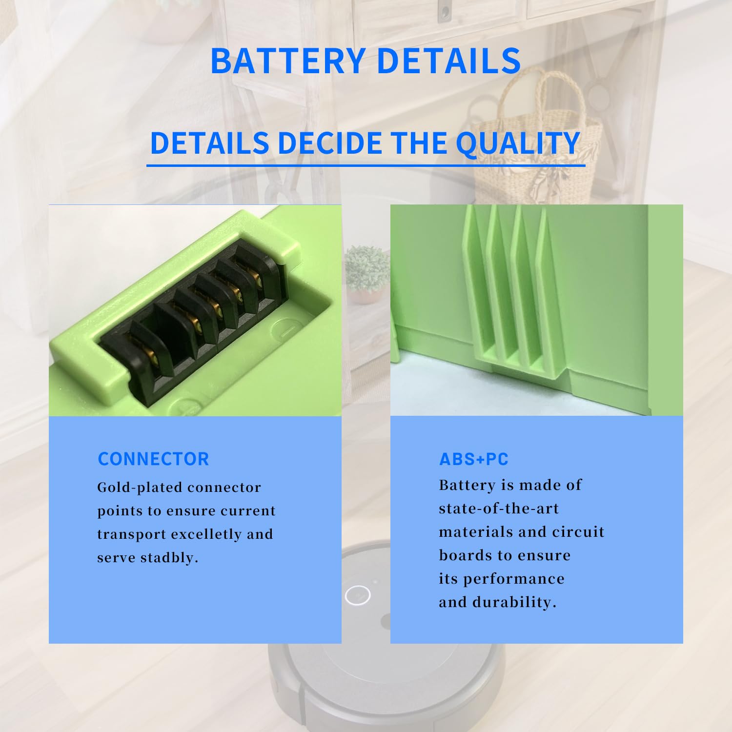 Batterie 64,2 Wh ABL-F Compatible Roomba I7 I8 I3 E5 E6 J7 - 4460 MAh 14,4 V Li-ion
