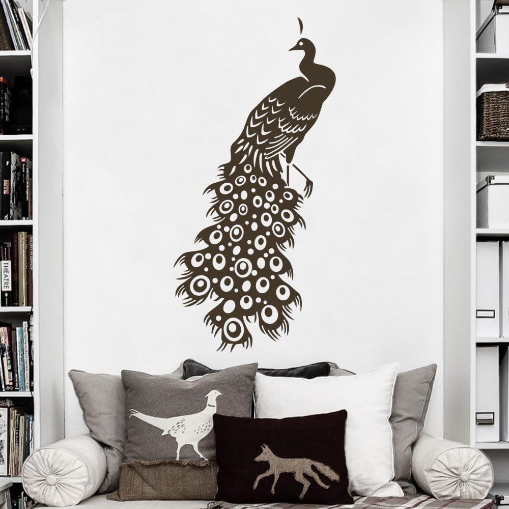 GECKOO Home D¨¦cor Bird Vinyl Peacock Art Sticker Master Room Decal Headboard Graphic(Medium,Dark Brown)