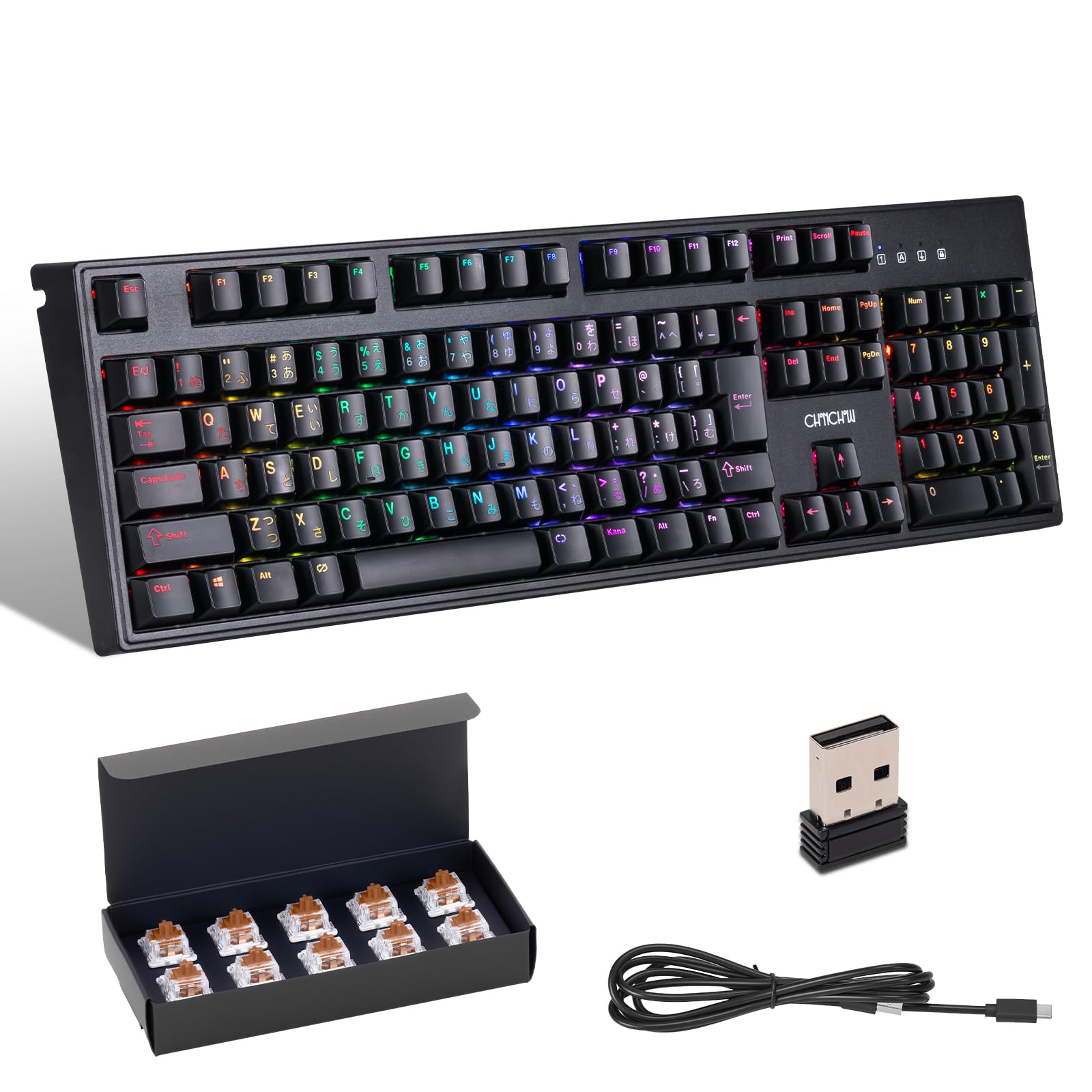 チョコさん専用【ジャンク品】ゲーミングPC/モニタ/ワイヤレスキーボード×３など Amazon | CHONCHOW ゲーミングメカニカルキーボード 無線 有線接続 茶
