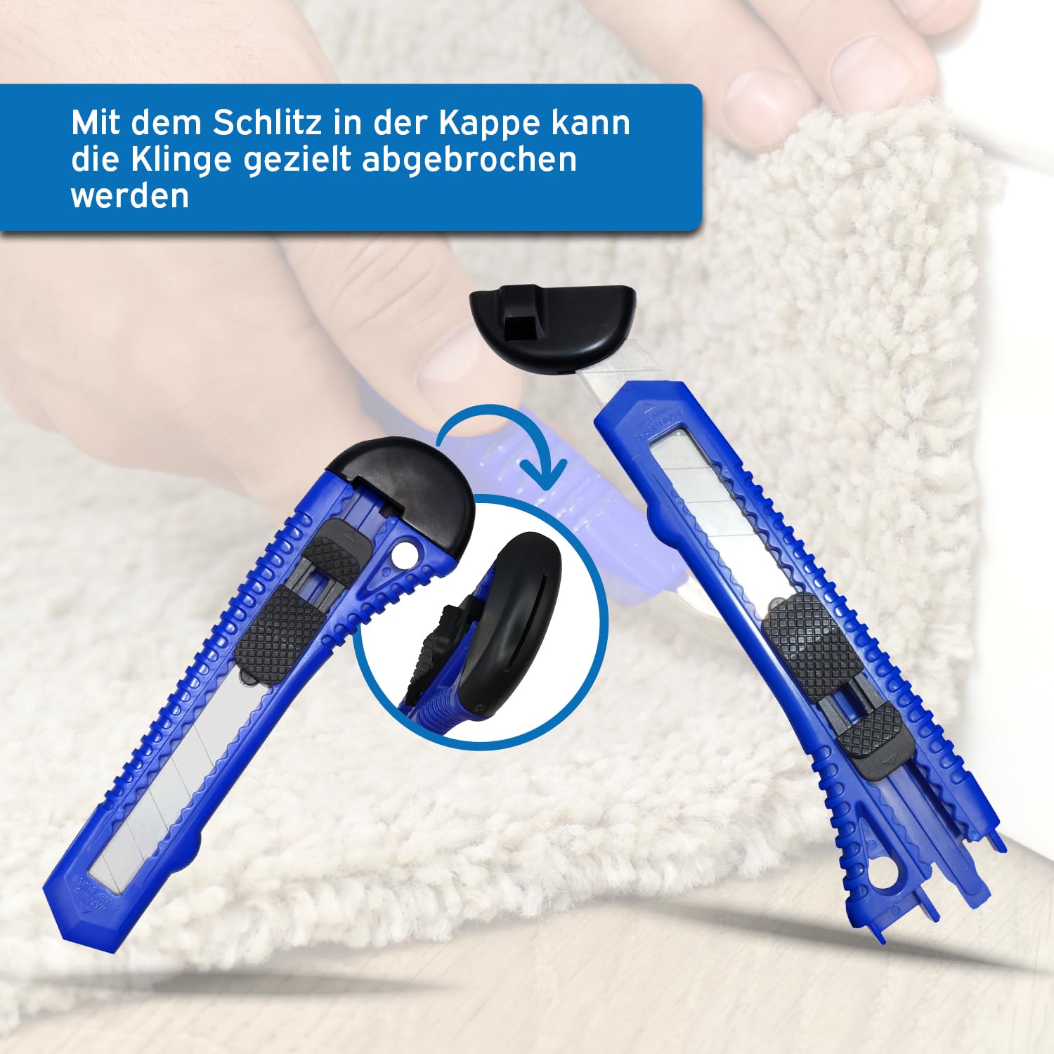 100x kör4u Cuttermesser, 18mm Abbrechklingen, Teppichmesser, Kartonmesser, Mehrzweck Messer, Allzweckmesser, Messer für Schneidearbeiten