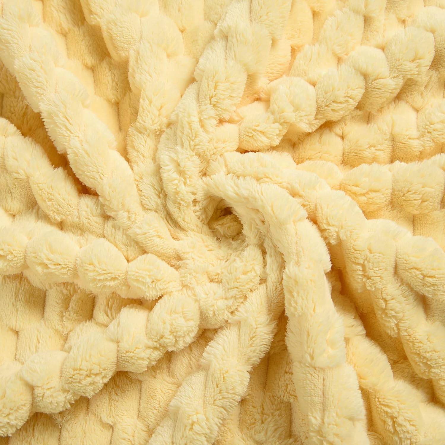 Excervent Flannel Fleece Throw Blanket (50x40 inches), Hexagon Jacquard Decorative Fuzzy Warm Blankets for Kids, Super Soft Cozy, Suitable for All Seasons, Light Yellow - Image 6