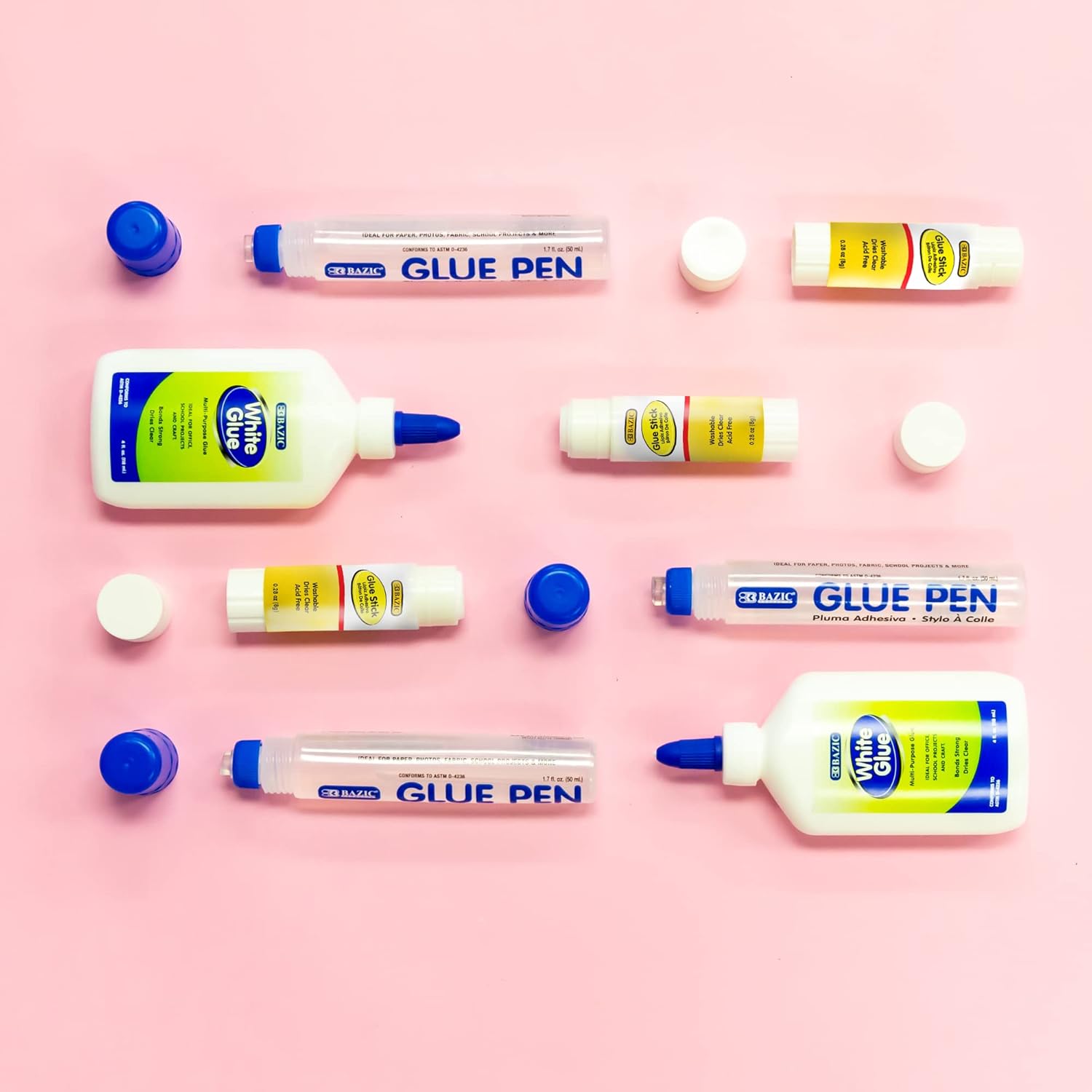 BAZIC Products Glue Stick 8g/0.28 Oz., White Glue Sticks, Multi-Purpose Acid Free, Ideal for Photos Paper Art Craft at School Home Office (4/Pack), 24-Pack