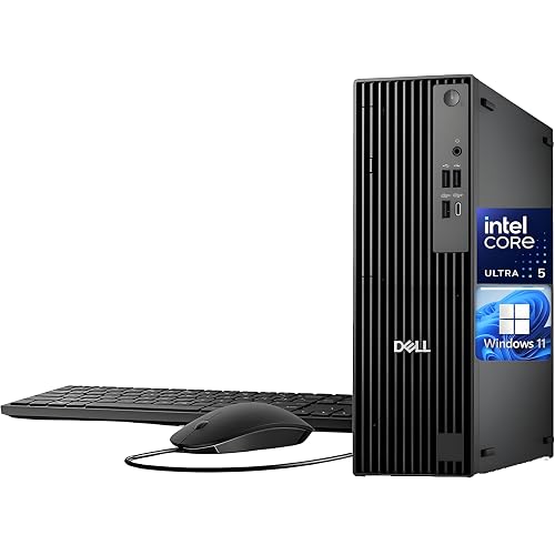 Dell Pro Slim QCS1250 Business Desktop Computer, Intel Core Ultra 5 235(Beats i7-12700), 16GB DDR5, 512GB PCIe SSD, Dual 4K Monitor Support, USB-C, HDMI, RJ-45, Wi-Fi, Wired KB & Mouse, Windows 11
