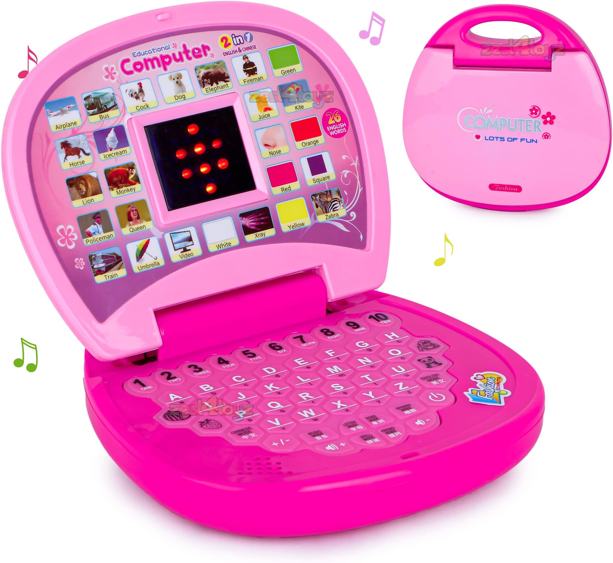 Zest 4 toyz Kids Learning Educational Laptop with Led Display & Music | Best English Learner Computer Toy for Kids with Activities & Fun Games (Pack of 1 ) Assorted