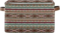 Vista 1 de xigua Cesta de almacenamiento mexicana de sarape a rayas, colorido contenedor de almacenamiento con asa, cubo de almacenamiento grande plegable