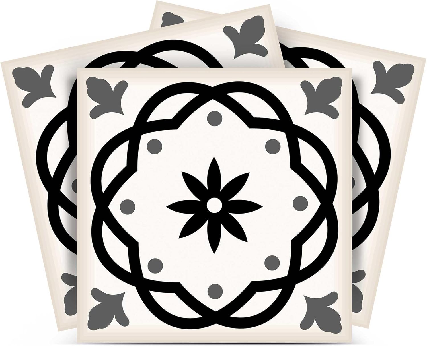 Mi Alma Black and White Tile Stickers Peel and Stick Tile Stickers 24 PC Set backsplash Tile Decals Bathroom & Kitchen Vinyl Wall Decals Just Peel Stick Home Decor (Kitchen Design, 5x5 Inch)