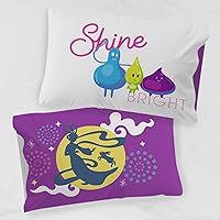 Vista 3 de Jay Franco Over The Moon Shine Bright 1 funda de almohada reversible individual – Ropa de cama infantil súper suave de doble cara