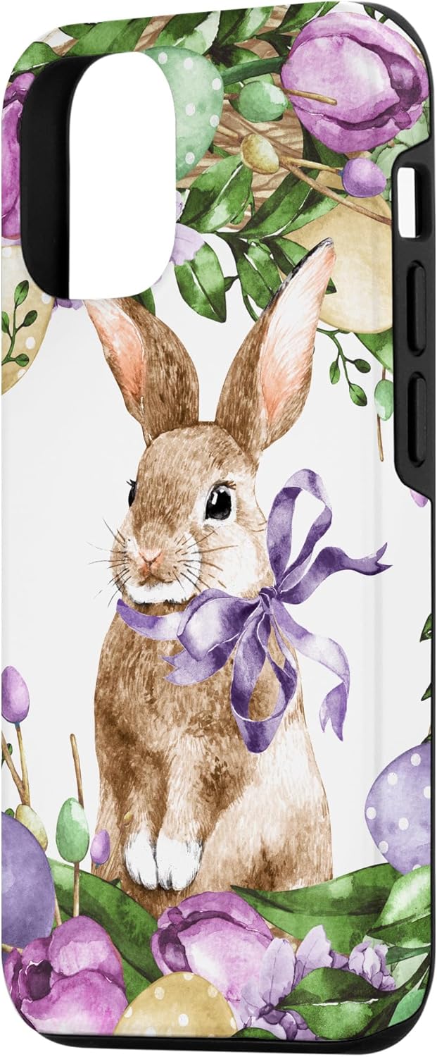 Floral Easter Bunny Wreath Decor For Women Cute Easter Day Case for iPhone 12/12 Pro