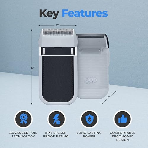 Miniatura 8 de Pop Sonic Zip Afeitadora compacta para hombres a prueba de salpicaduras IPX4 se acerca - BlancoGris