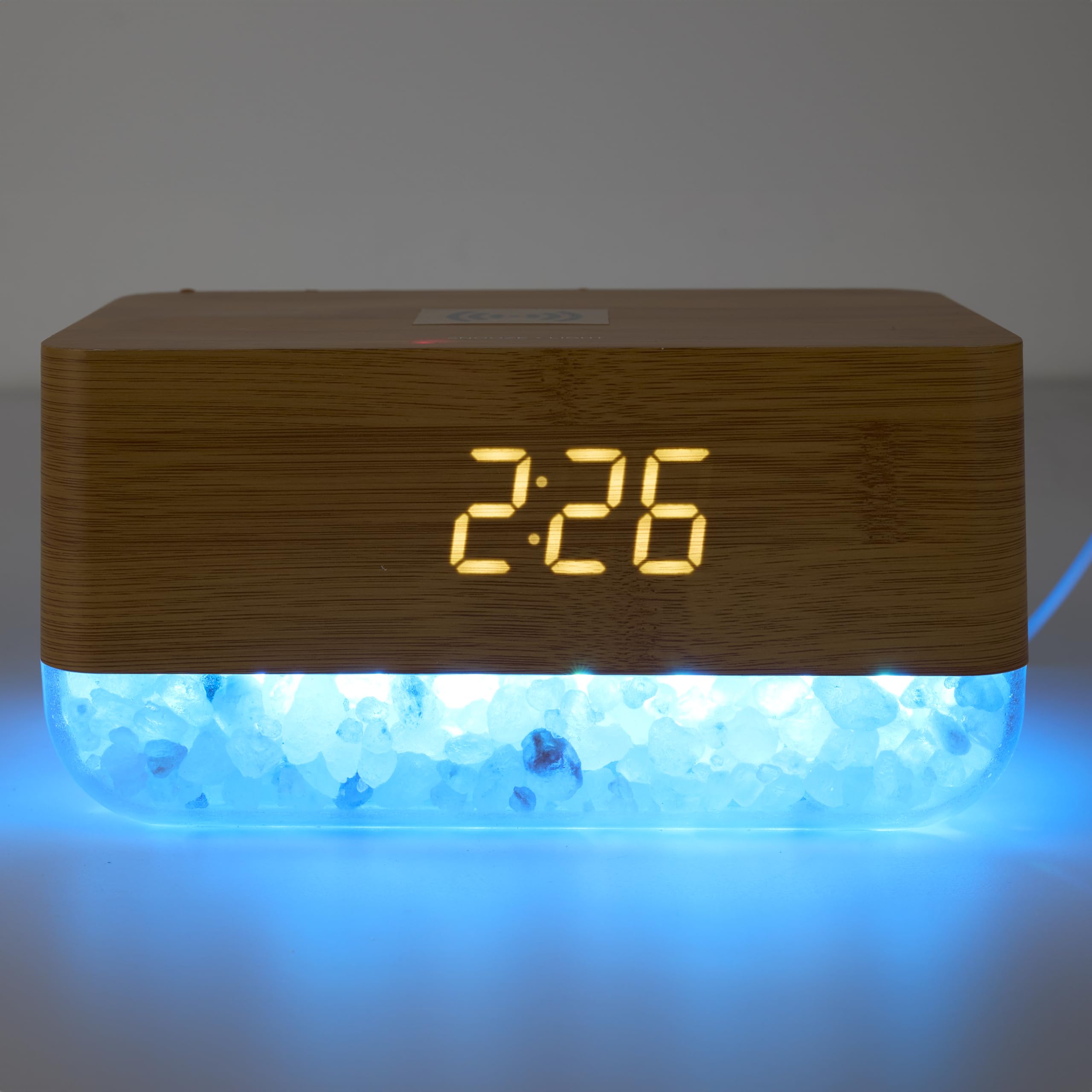 La Chaise Longue Réveil Chargeur Cristaux de Sel Rose ABS Charge LED Bois