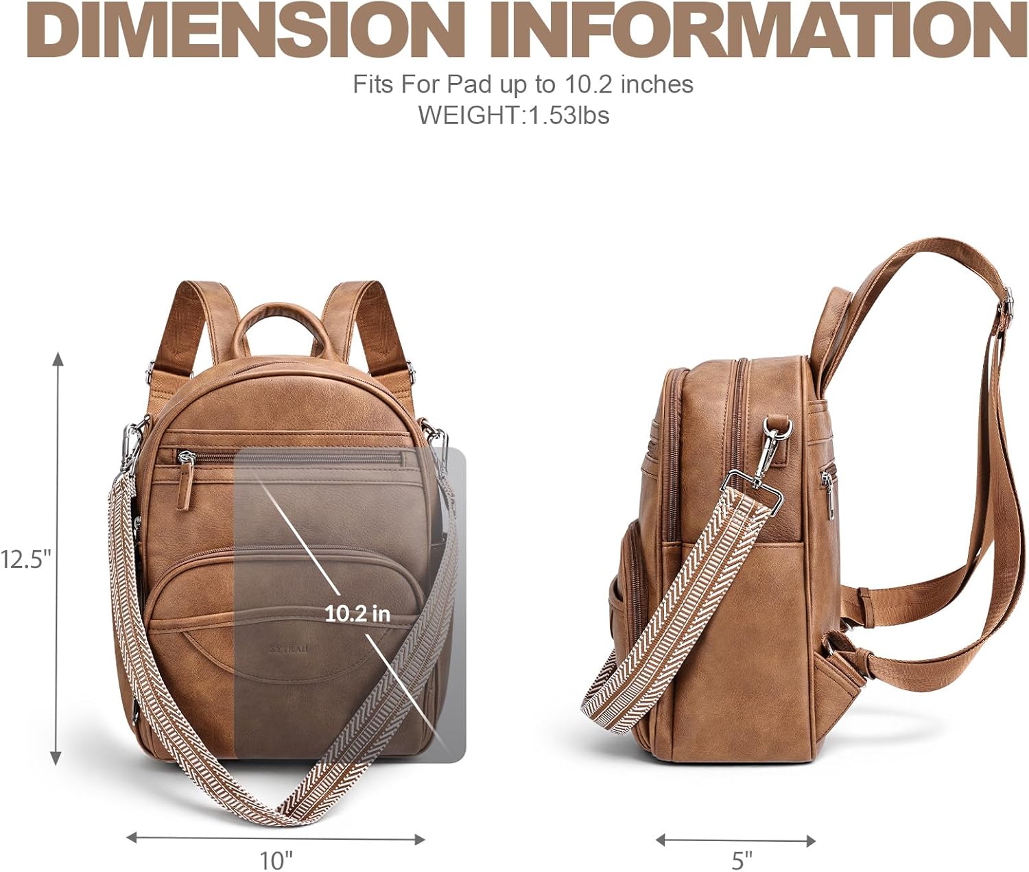 Small Backpack Purse for Women, Mini Backpack Vegan Leather with RFID Blocking & Tablet Pocket, Cute Shoulder Handbag for Travel, School & Work Brown - Image 5