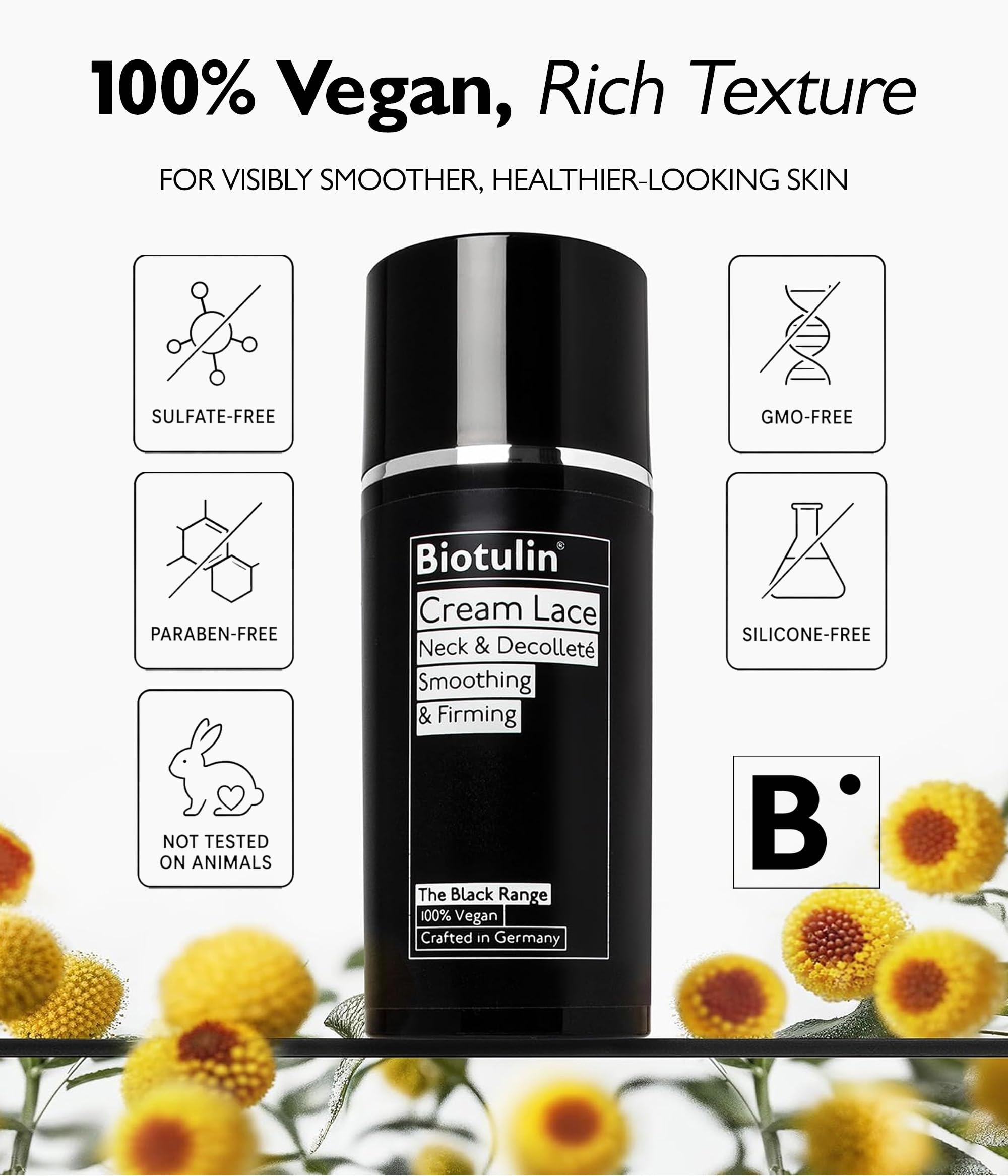 BIOTULIN Cream Lace 100ml | Lotion für ein faltenfreies Dekolleté | Anti-Aging Creme für Körper und Hals | Biotulin + vegane Aminosäuren