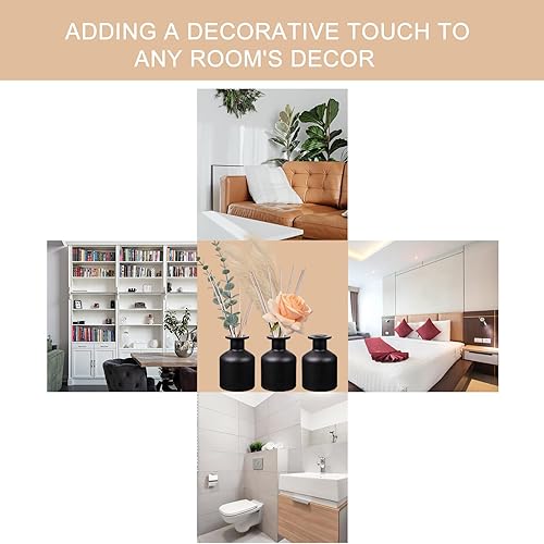 Miniatura 8 de HOSSIAN Botellas de vidrio difusoras negras - Botella difusora de caña vacía con palillos - Juego de 3 piezas de 5.1 fl oz accesorios de fragancia