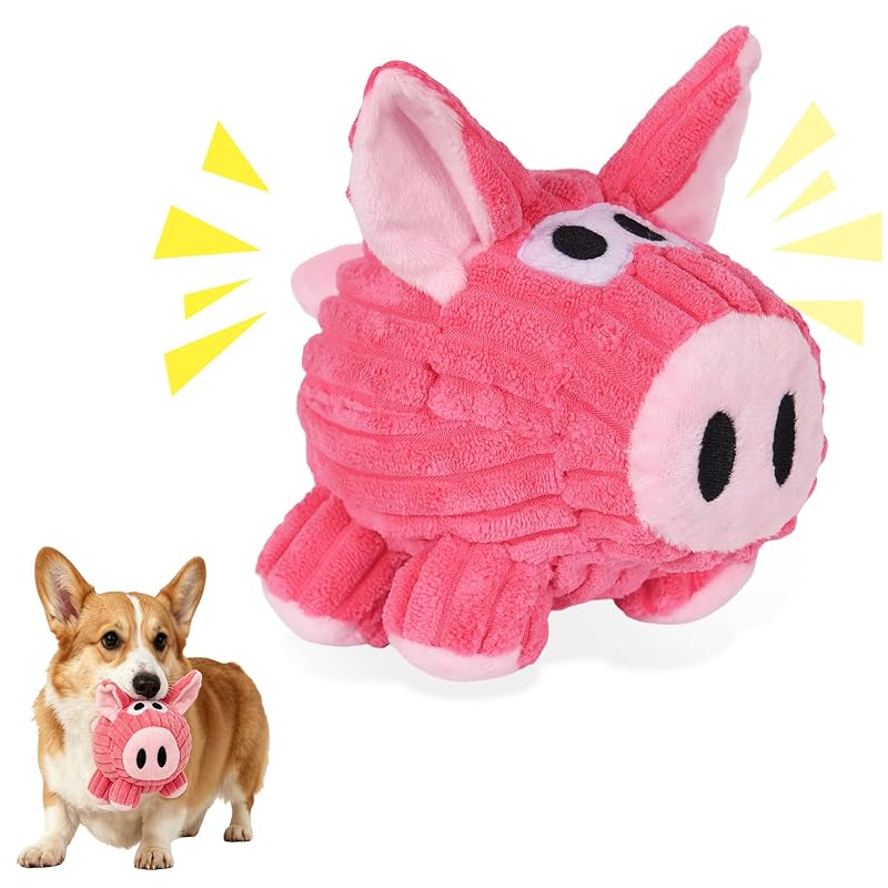 Brinquedo de Pelúcia para Cães com Apito e Papel C释放ante, Porquinho Rosa Nyktavos, 1 Unidade
