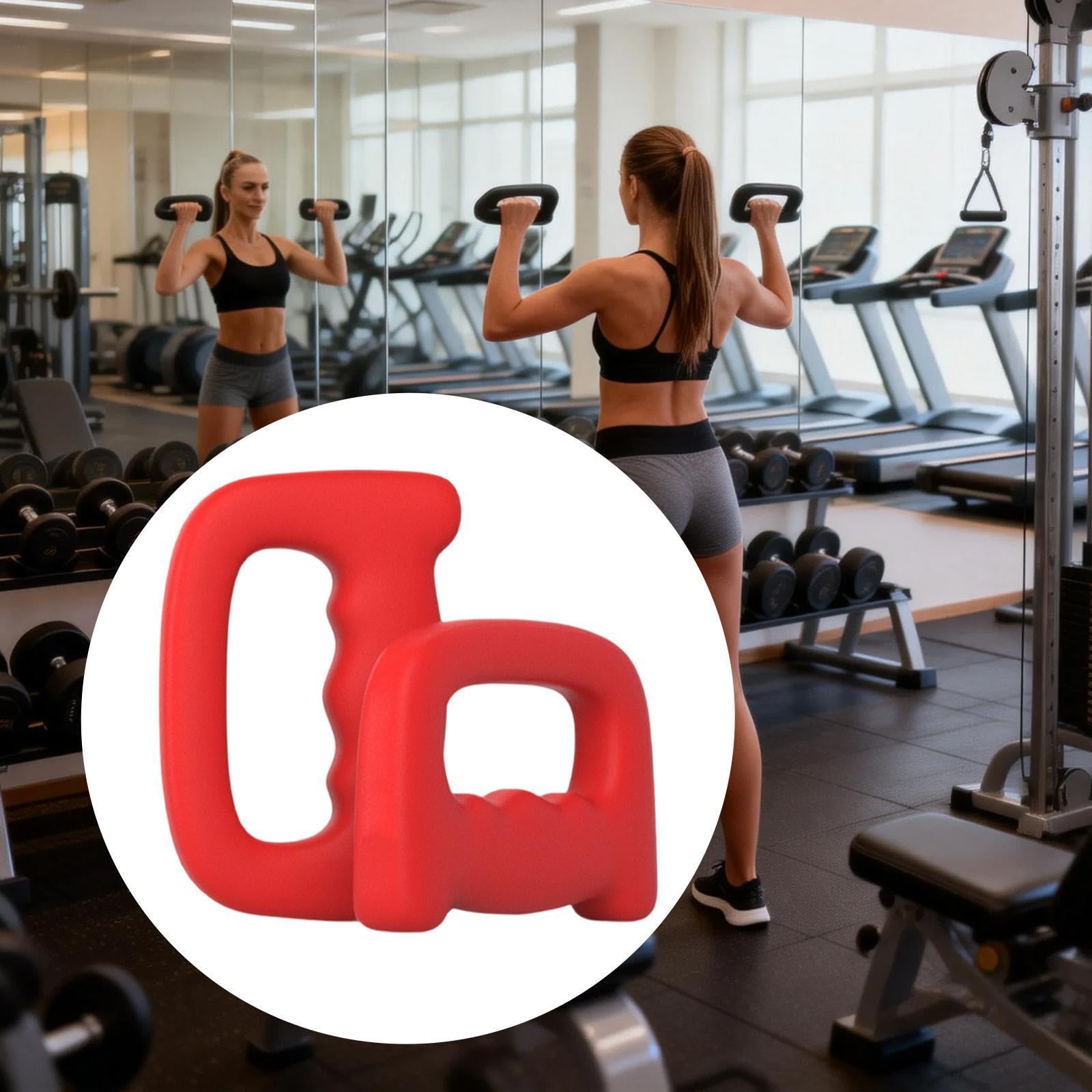 2 Pezzi Manubri Fitness Ergonomici Antiscivolo Ghisa Sagomata Impugnatura Nonslip Ideali per Allenamento Petto Braccia Spalle Curl Usati in Casa Uffic, Rosso 1.5 kg