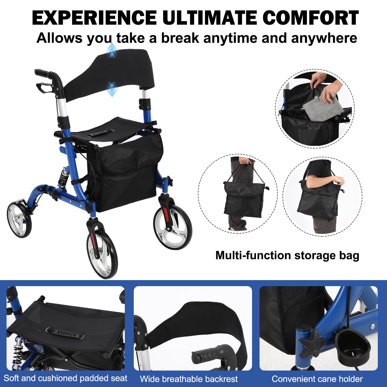 Andador infantil 2 en 1 - Bicicleta para niños ligera y plegable - Asiento cómodo, respaldo, altura ajustable - Ruedas de goma 12", freno de seguridad, absorción de impactos, capacidad